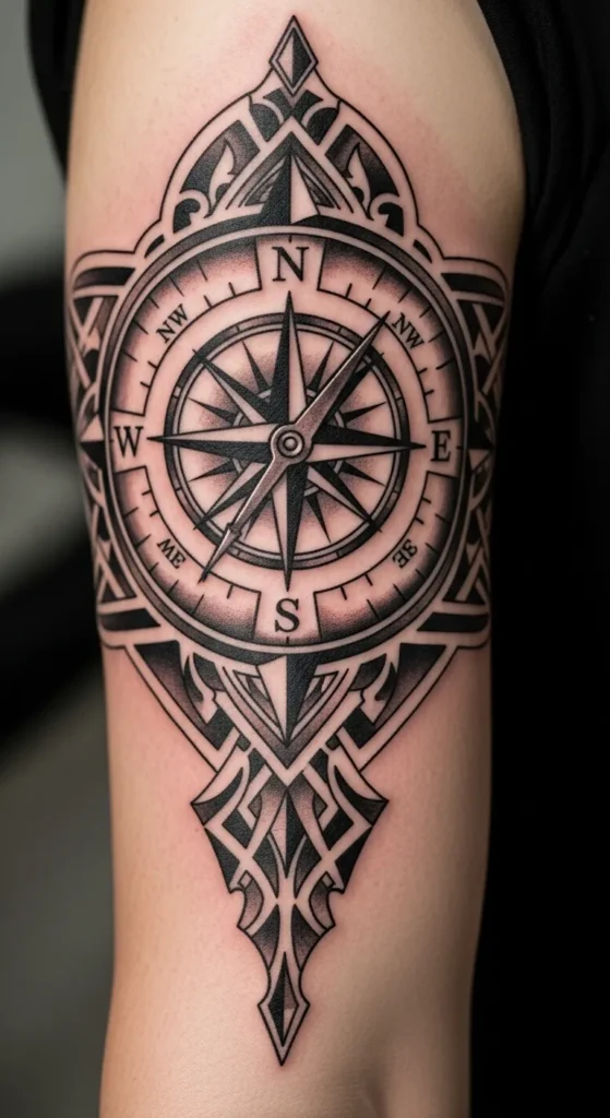 Compass Arm Band Tattoo
