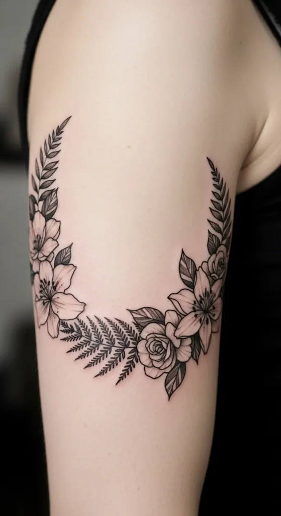  Floral Arm Band Tattoo