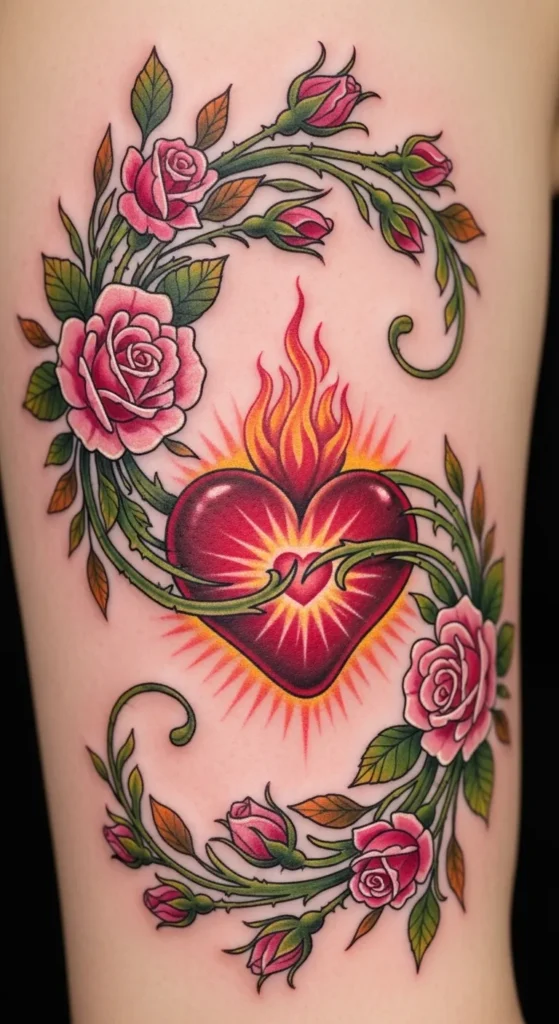 Floral Encircled Sacred Heart