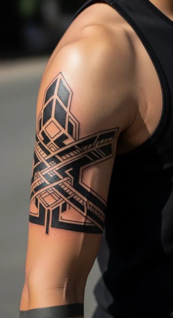  Geometric Arm Band Tattoo