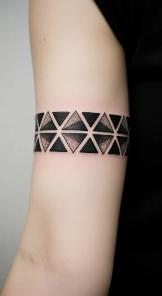  Geometric Triangle Arm Band Tattoo