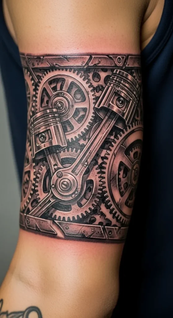 Mechanical Arm Band Tattoo