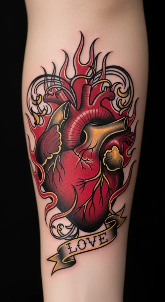 Minimal Color Neo-Traditional Heart