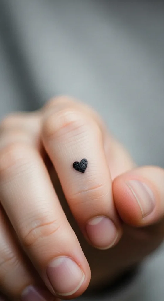 Minimal Heart Finger Tattoo