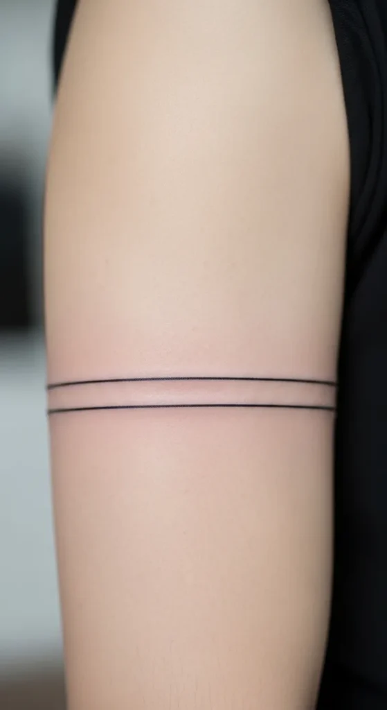 Minimalist Line Arm Band Tattoo