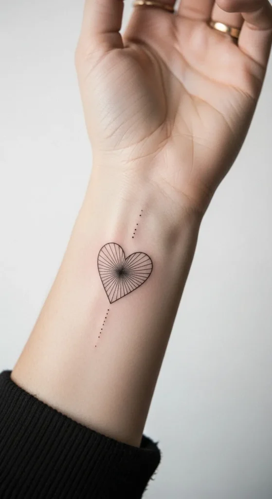 Minimalist Sacred Heart Tattoo on Wrist