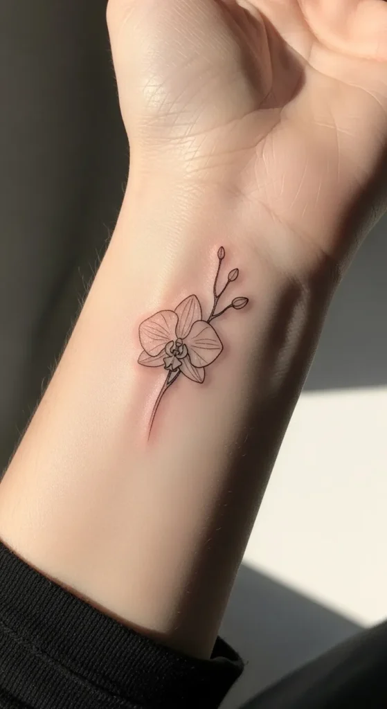 Minimalistic Orchid on the Wrist