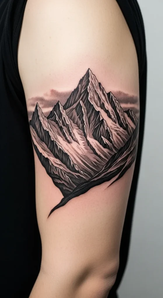 Mountain Range Arm Band Tattoo