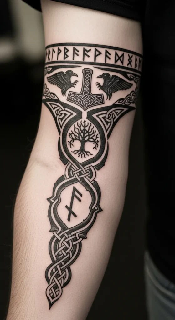  Norse Runic Arm Band Tattoo