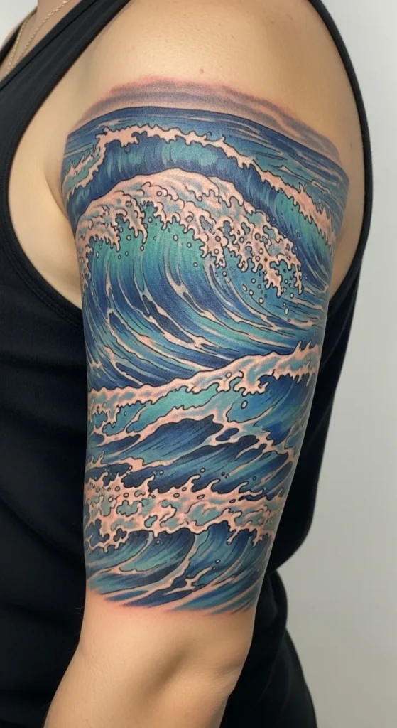  Ocean Waves Armband Tattoo