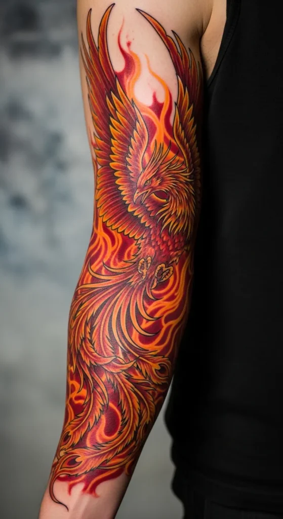  Phoenix and Flames Arm Band Tattoo