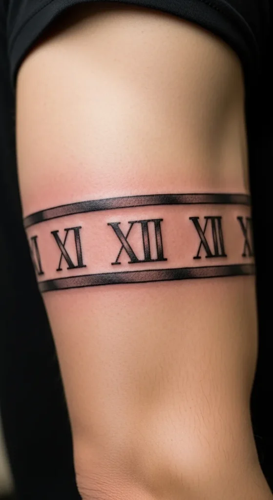 Roman Numerals Arm Band Tattoo