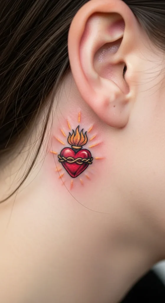 Sacred Heart Behind the Ear