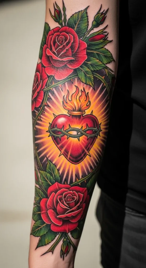 Sacred Heart Surrounded by Roses