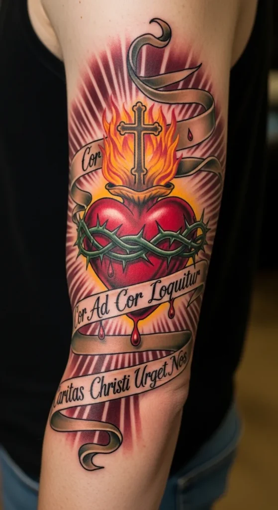 Sacred Heart with Banner