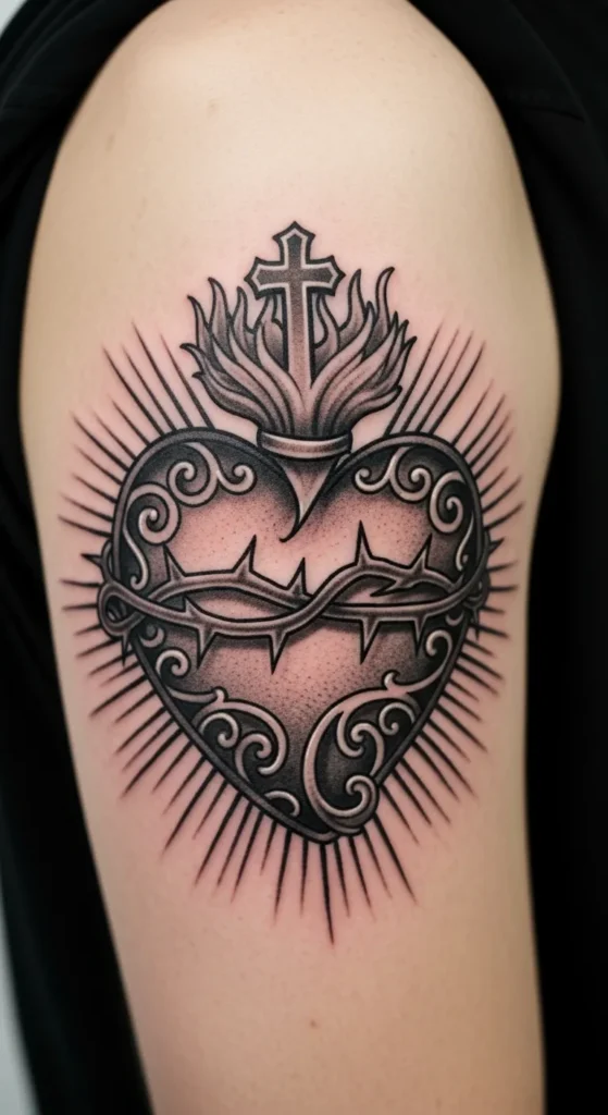 Sacred Heart in Black and Gray