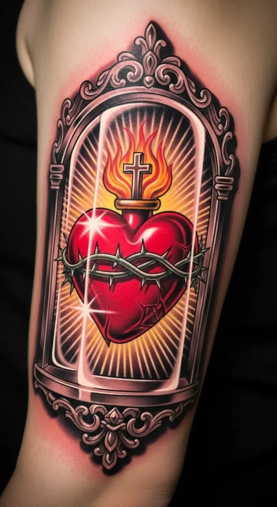 Sacred Heart in a Glass Frame