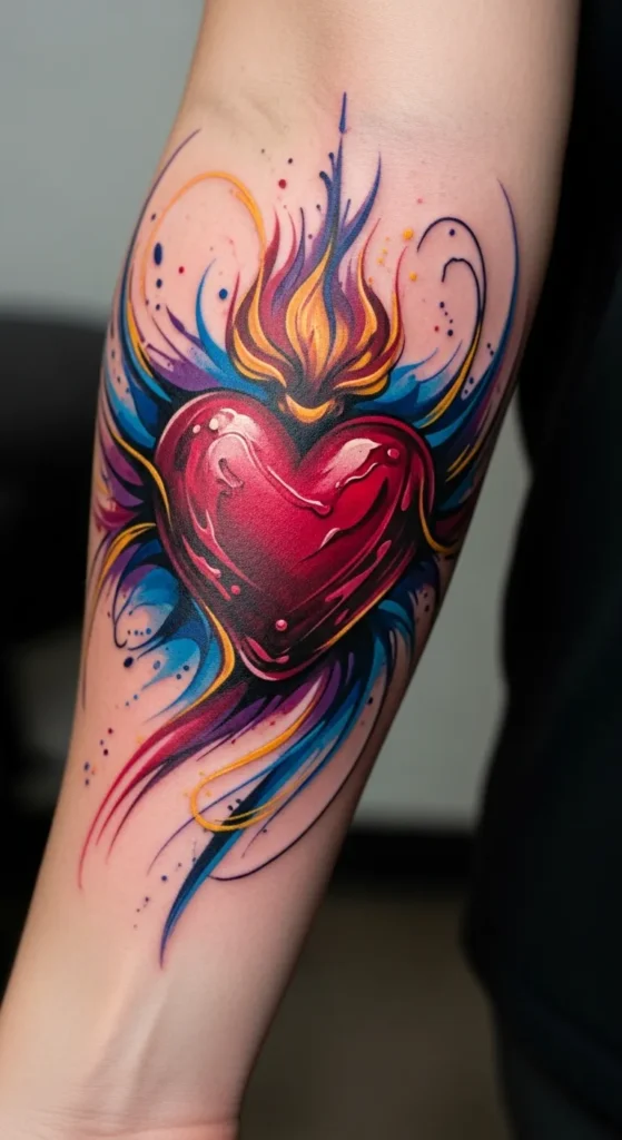 Sacred Heart with Abstract Brush Strokes