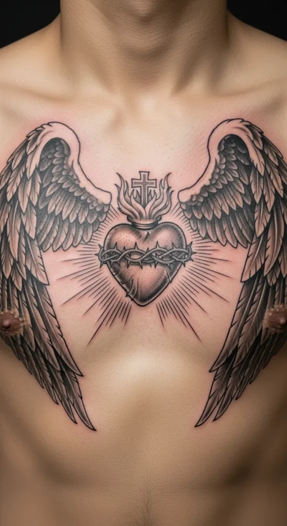 Sacred Heart with Angel Wings