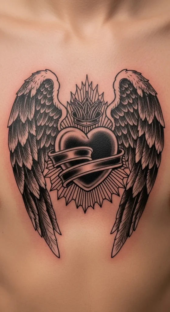 Sacred Heart with Angel Wings