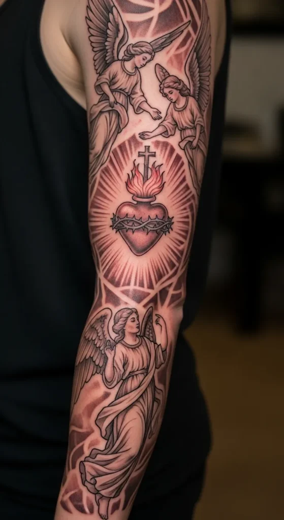  Sacred Heart with Angelic Figures