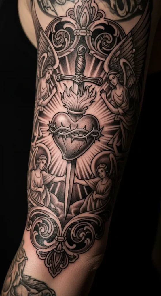 Sacred Heart with Angelic Sword