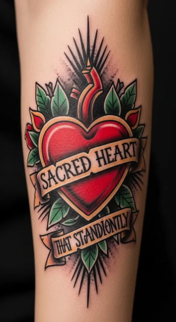 Sacred Heart with Banner