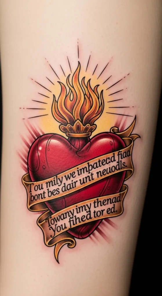 Sacred Heart with Bannered Quote