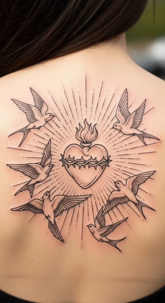 Sacred Heart with Birds