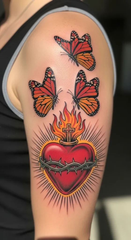 Sacred Heart with Butterflies