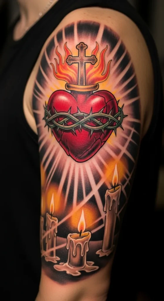  Sacred Heart with Candle Imagery