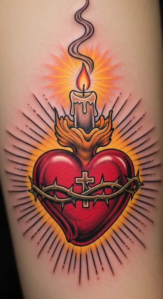 Sacred Heart with Candlelight Glow
