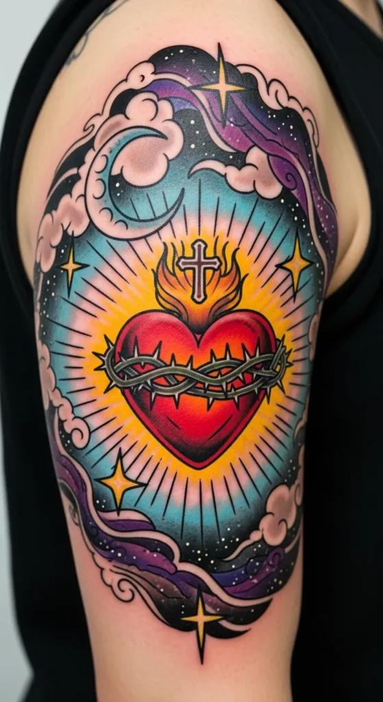Sacred Heart with Celestial Elements