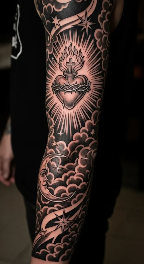 Sacred Heart with Celestial Elements