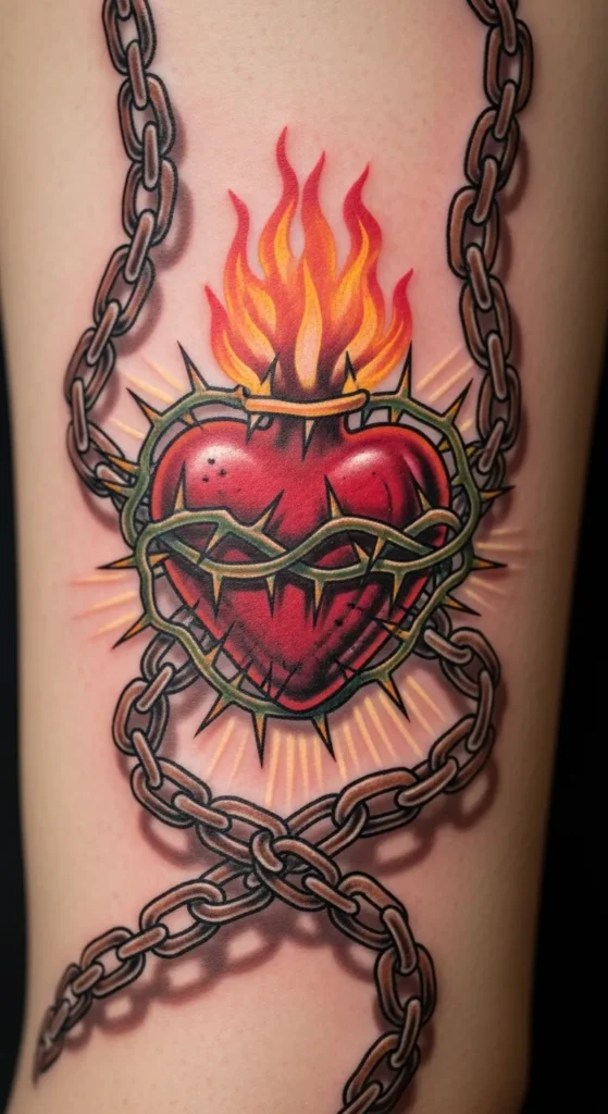 Sacred Heart with Chains