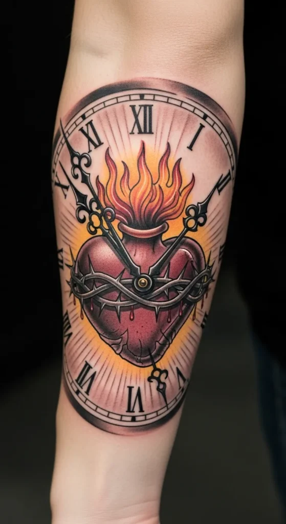 Sacred Heart with Clock