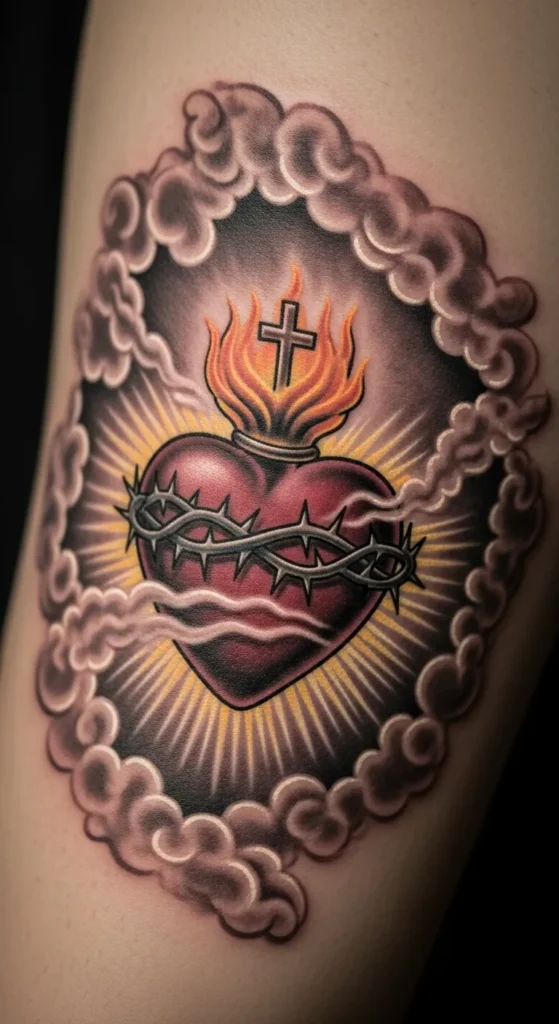 Sacred Heart with Clouds