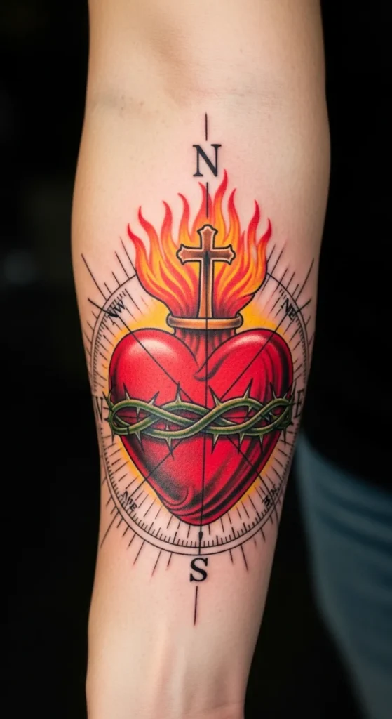 Sacred Heart with Compass
