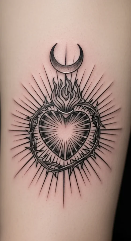 Sacred Heart with Crescent Moon
