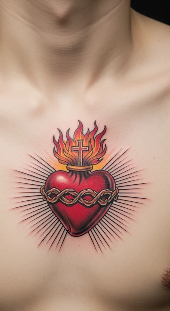 Sacred Heart with Cross