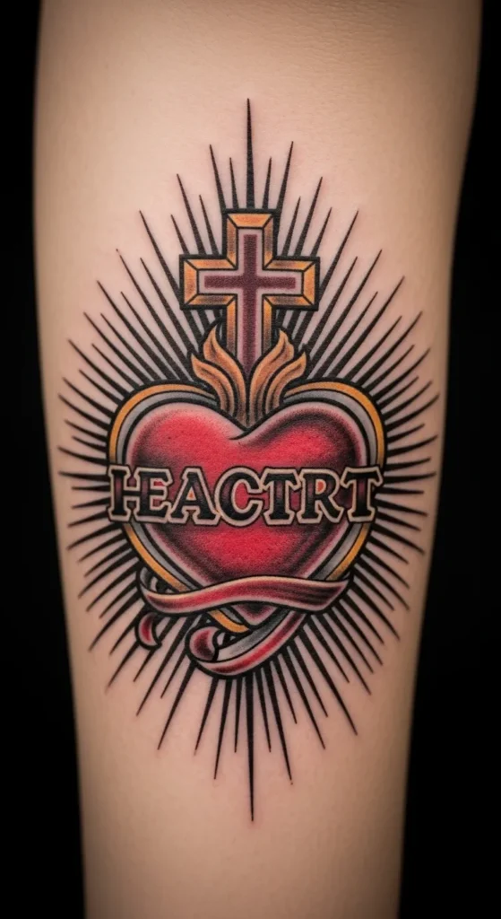 Sacred Heart with Cross