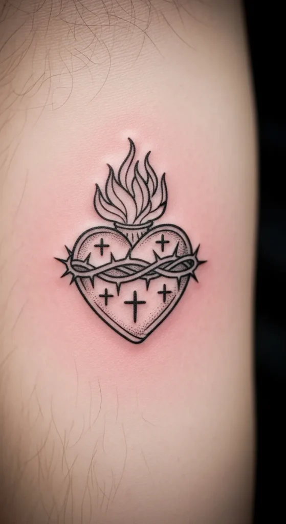 Sacred Heart with Cross Accent