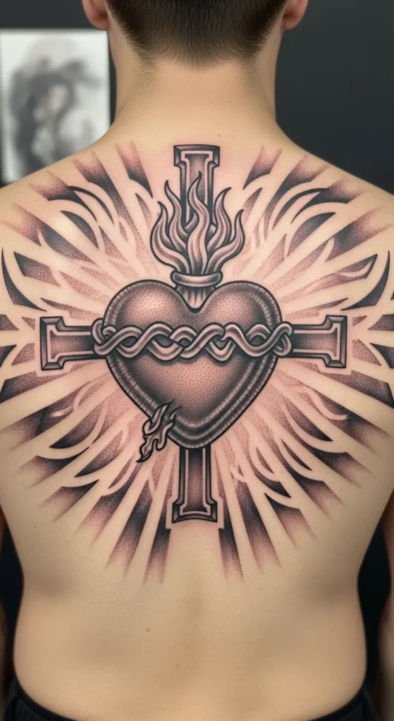  Sacred Heart with Cross Integration