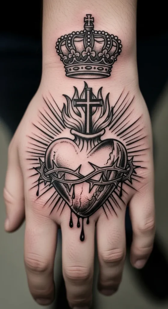 Sacred Heart with Crown Accent