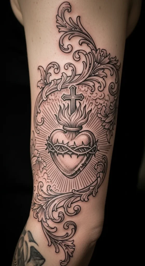 Sacred Heart with Decorative Filigree