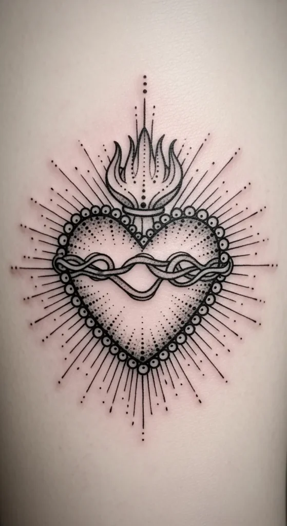 Sacred Heart with Delicate Dotwork