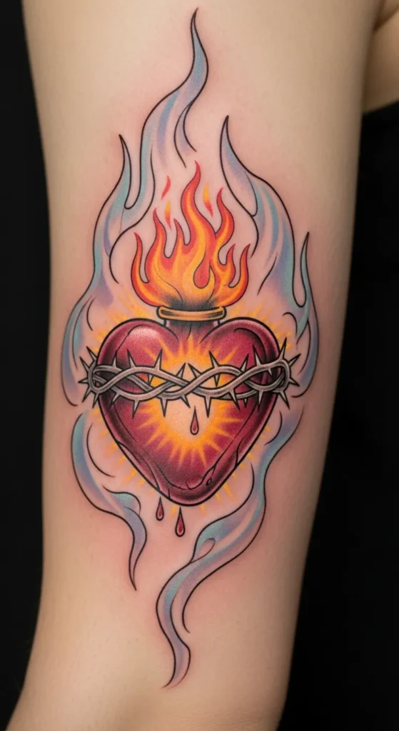 Sacred Heart with Double Flames