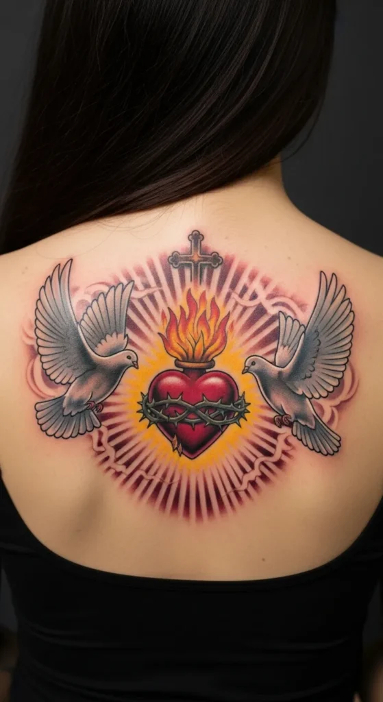 Sacred Heart with Doves