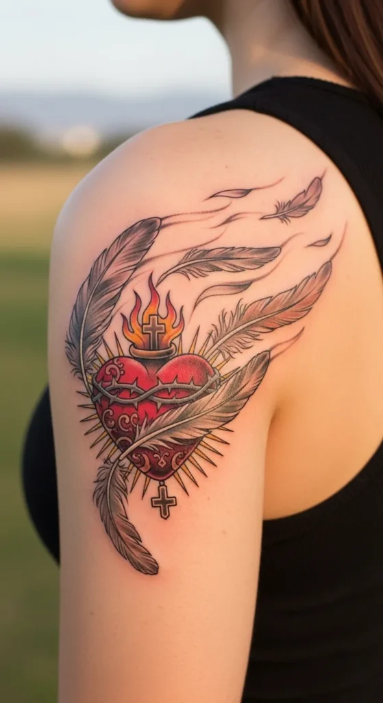 Sacred Heart with Feathers