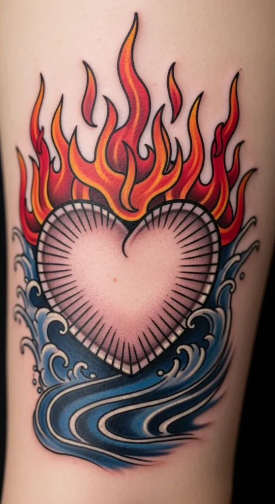 Sacred Heart with Fire and Water